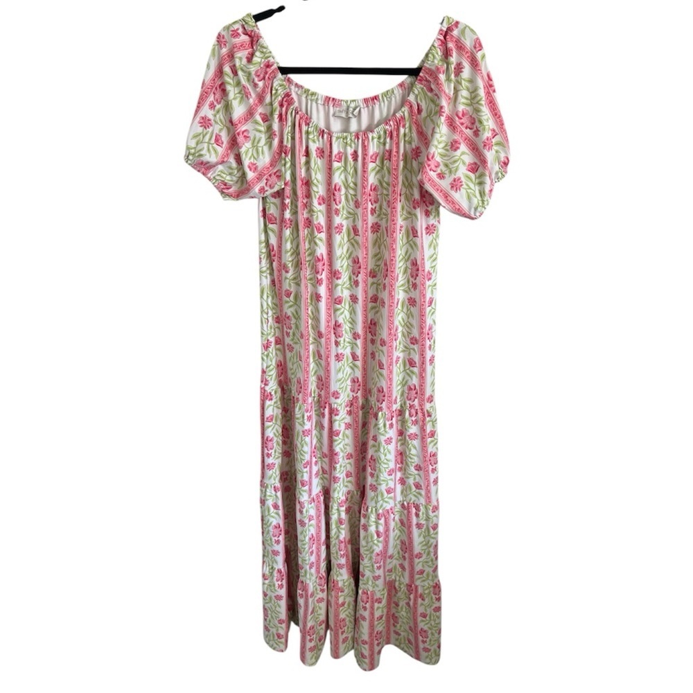 Smith & Quinn Pink and Green Floral Print Maxi dress, size small